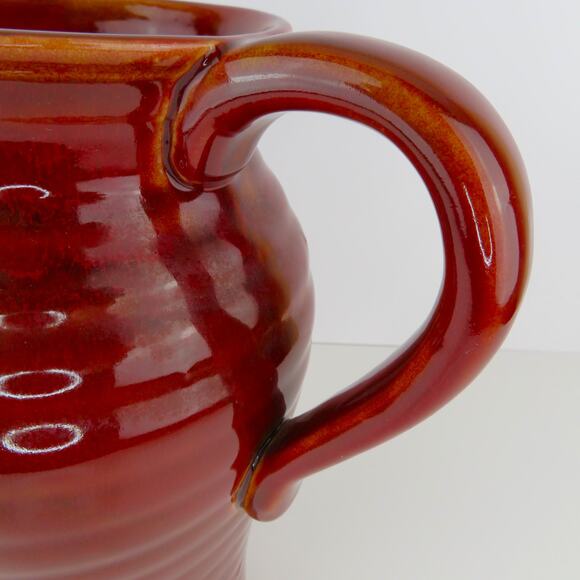Vintage Studio Pottery Oxblood Glaze Pitcher 10” Hand Thrown Stoneware Jug - Picture 5 of 11